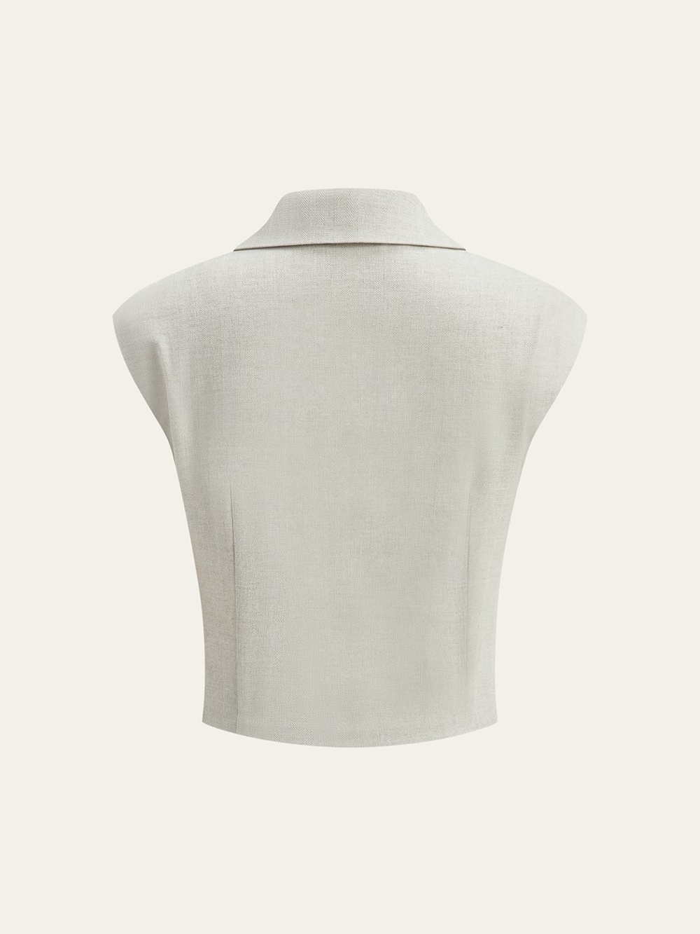 Commense Cream Wide-Leg Trousers with Draped Wrap Top Set - Picture 3 of 12